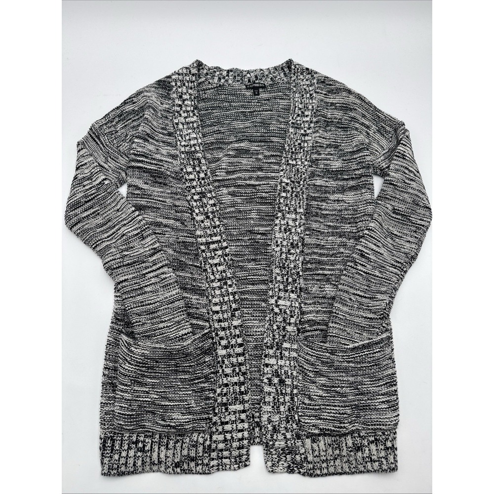 Express Sweater Women X-Small Black White Open Front Cardigan Office Casual Cozy